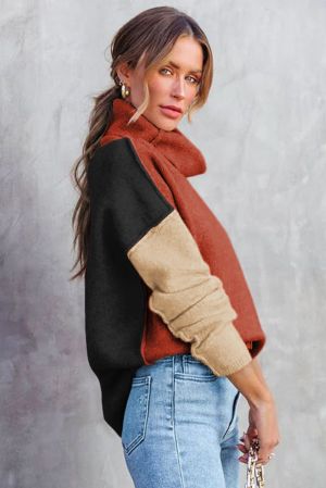 Women’s Color Block Turtleneck Sweater