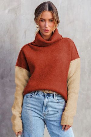 Women’s Color Block Turtleneck Sweater