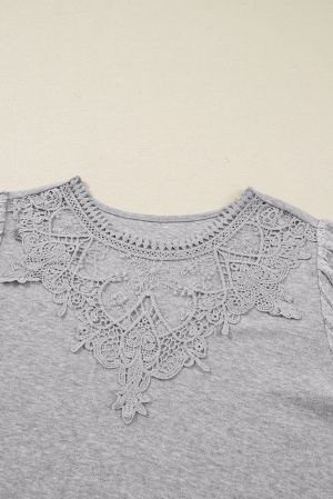 Women's Gray Long Sleeve Women’s Blouse with Embroidery