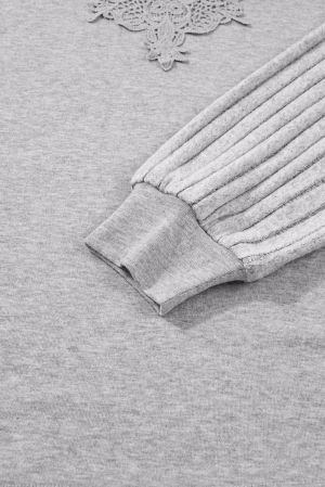 Women's Gray Long Sleeve Women’s Blouse with Embroidery