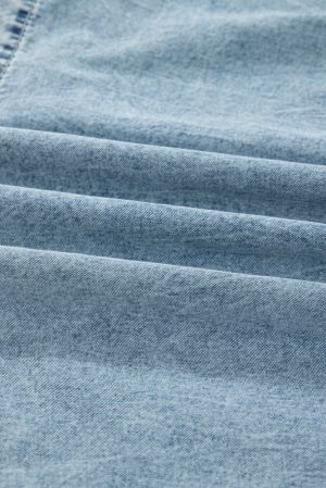 Women’s Light Blue Denim Overall Dress with Buttons