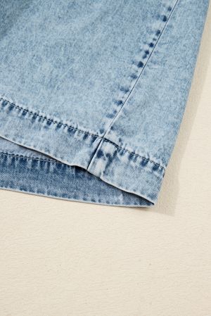 Women’s Light Blue Denim Overall Dress with Buttons