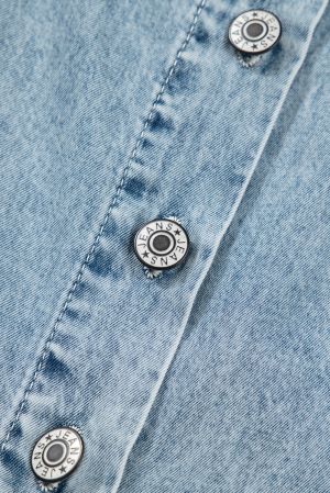 Women’s Light Blue Denim Overall Dress with Buttons