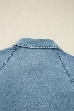 Women’s Denim Shirt Dress with Pockets and Smocked Cuffs
