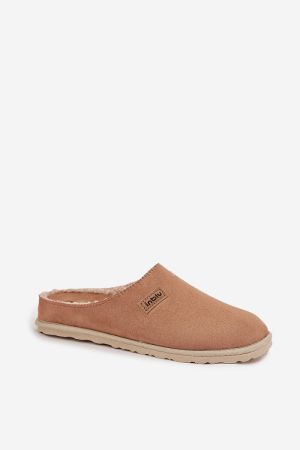 Women’s Light Brown Eco-Suede Home Slippers Inblu with Faux Fur Lining