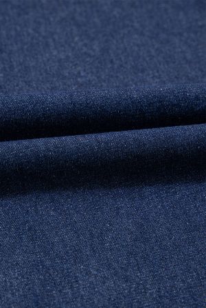 Women’s V Neck Collared Single Chest Pocket Long Sleeve Denim Dress