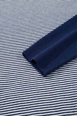 Women’s Blue Stripe Color Block Oversized Tunic Sweater