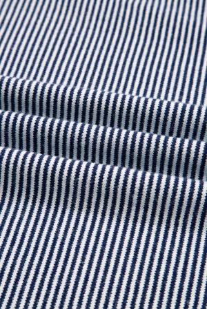 Women’s Blue Stripe Color Block Oversized Tunic Sweater