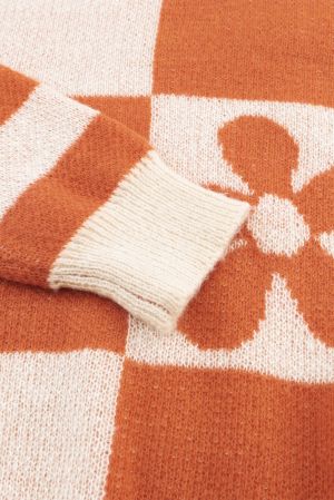 Women's Floral Checkered Sweater