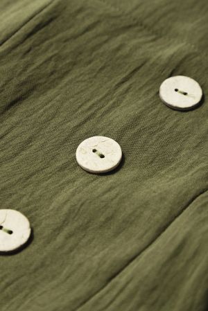 Women's Jungle Green Solid Color Buttoned Straight Leg Overall