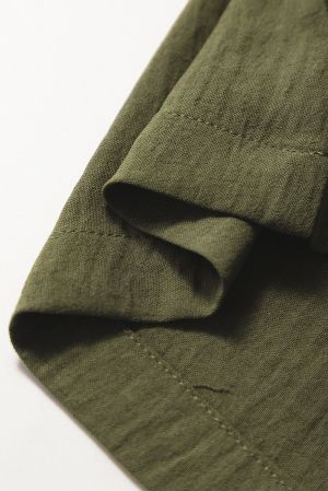 Women's Jungle Green Solid Color Buttoned Straight Leg Overall