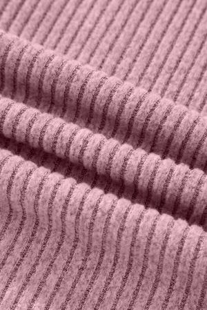 Дамска розова блуза с деколте тип хенли и преден джоб