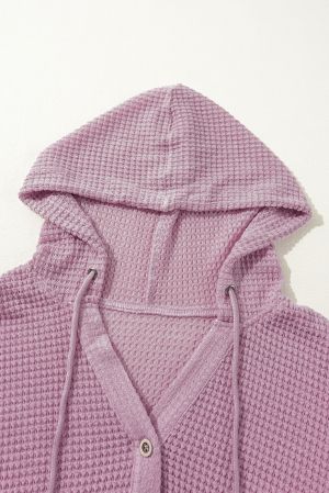 Women’s Plus Size Lavender Textured Hoodie Top with Buttons