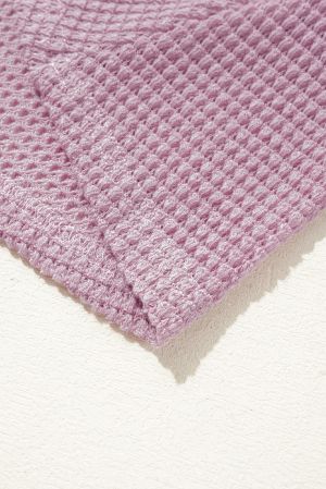 Women’s Plus Size Lavender Textured Hoodie Top with Buttons