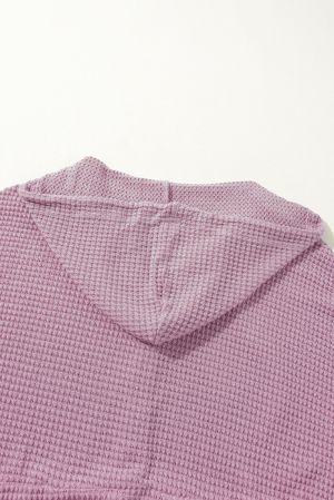 Women’s Plus Size Lavender Textured Hoodie Top with Buttons
