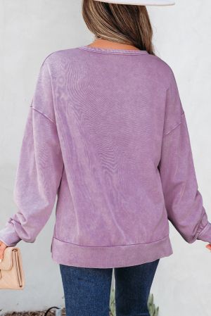 Women's Lavender Long Sleeve Top with Statement Bow