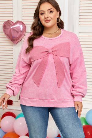 Women's Pink Long Sleeve Top with Statement Bow
