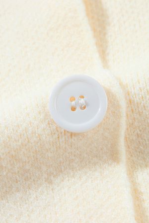 Women’s Beige Knit Cardigan with Single Button and Pockets