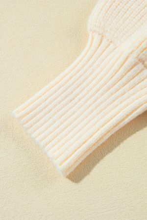 Women’s Beige Knit Cardigan with Single Button and Pockets