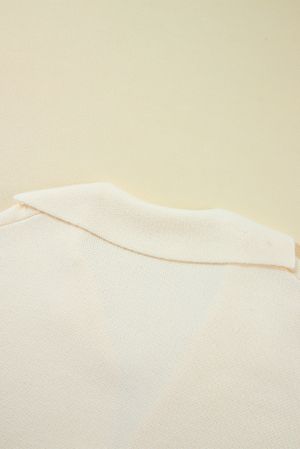 Women’s Beige Knit Cardigan with Single Button and Pockets