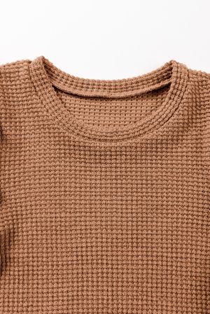 Дамска блуза в цвят карамел с дълги бухнали ръкави