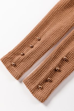 Дамска блуза в цвят карамел с дълги бухнали ръкави