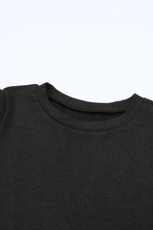 Women’s Black Puff Sleeve Blouse with Gold Buttons