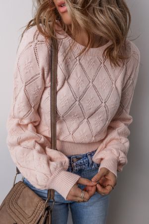 Women’s Cropped Knitted Sweater in Powder Pink