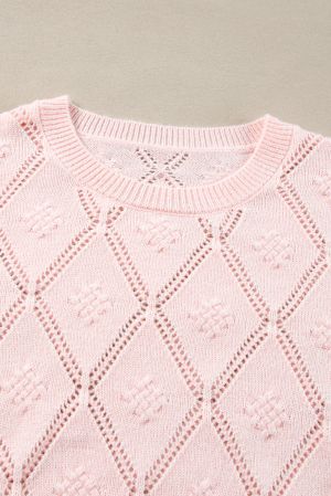 Women’s Cropped Knitted Sweater in Powder Pink