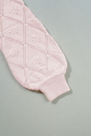 Women’s Cropped Knitted Sweater in Powder Pink