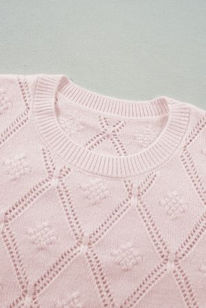 Women’s Cropped Knitted Sweater in Powder Pink