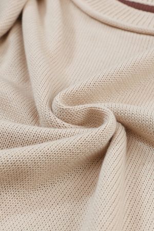 Дамски пуловер с color block дизайн в бежово, черно и кафяво