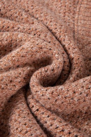 Дамски кафяв пуловер с V-образно деколте