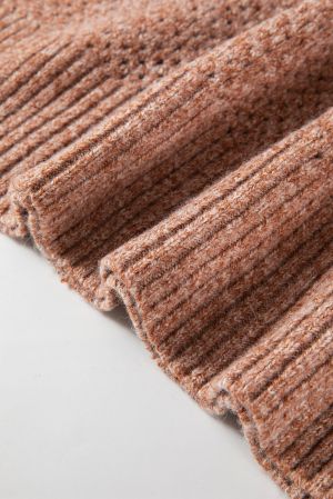 Дамски кафяв пуловер с V-образно деколте