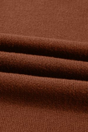 Women’s Brown Sweater Dress with High Neck and Pockets