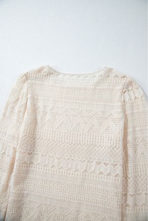 Дамска блуза с дълъг ръкав и ефектна бродерия, 100% памук