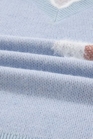 Women's Fuzzy Floral V-Neck Plus Size Sweater