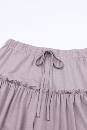 Women’s Light Purple Wide-Leg Pants with Ruffle Details