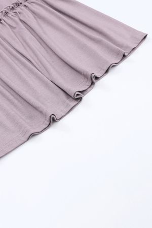 Women’s Light Purple Wide-Leg Pants with Ruffle Details