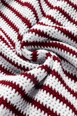 Women’s Striped Sweater in White and Burgundy