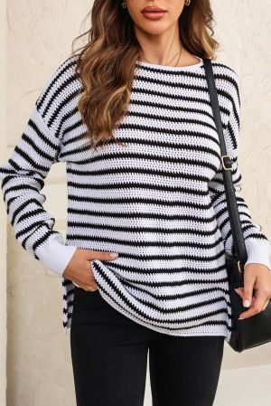Women’s Striped Sweater in White and Black