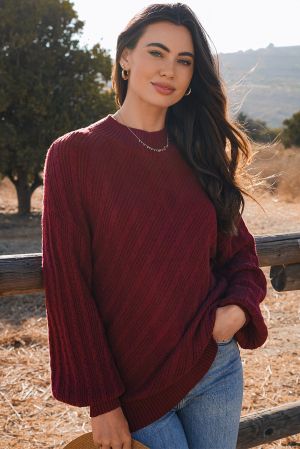 Дамски пуловер в цвят бордо