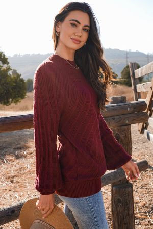Дамски пуловер в цвят бордо
