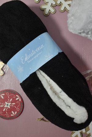 Пухкави пантофи в черен цвят