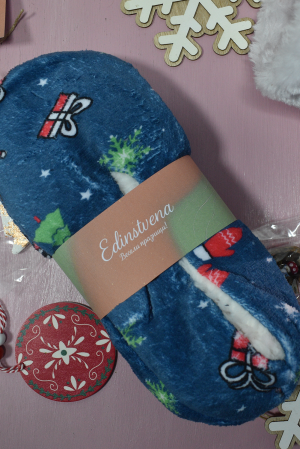Christmas Plush Slippers in Blue