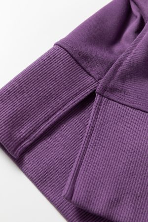 Women's Purple Two Piece Set - Oversized Top and Ribbed Leggings