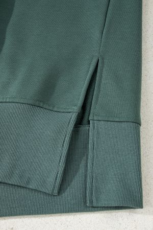 Women's Green Two Piece Set - Oversized Top and Ribbed Leggings