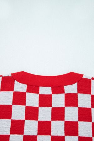 Women’s Christmas Cardigan in Red and White with Tree Pattern