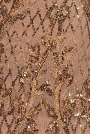 Дамска официална дълга рокля GODDIVA с пайети и квадратно деколте