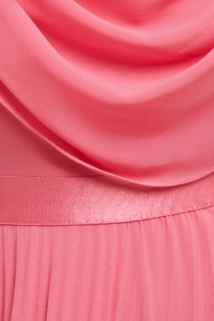 Women's Coral One-Shoulder Maxi Dress GODDIVA with Flowing Chiffon